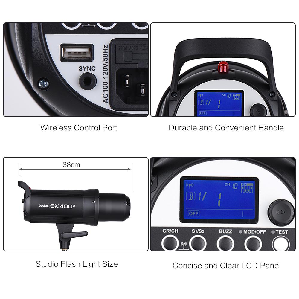 Godox SK400II Professional Compact 400Ws Studio Flash Strobe Light Built-in Godox 2.4G Wireless X