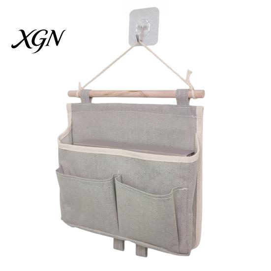 Waterproof Wall Mounted Storage Hanging Bag with 3 Pockets, Cotton And Linen Closet Pouch, Over The Door Organizer for Bedroom Bathroom Daily