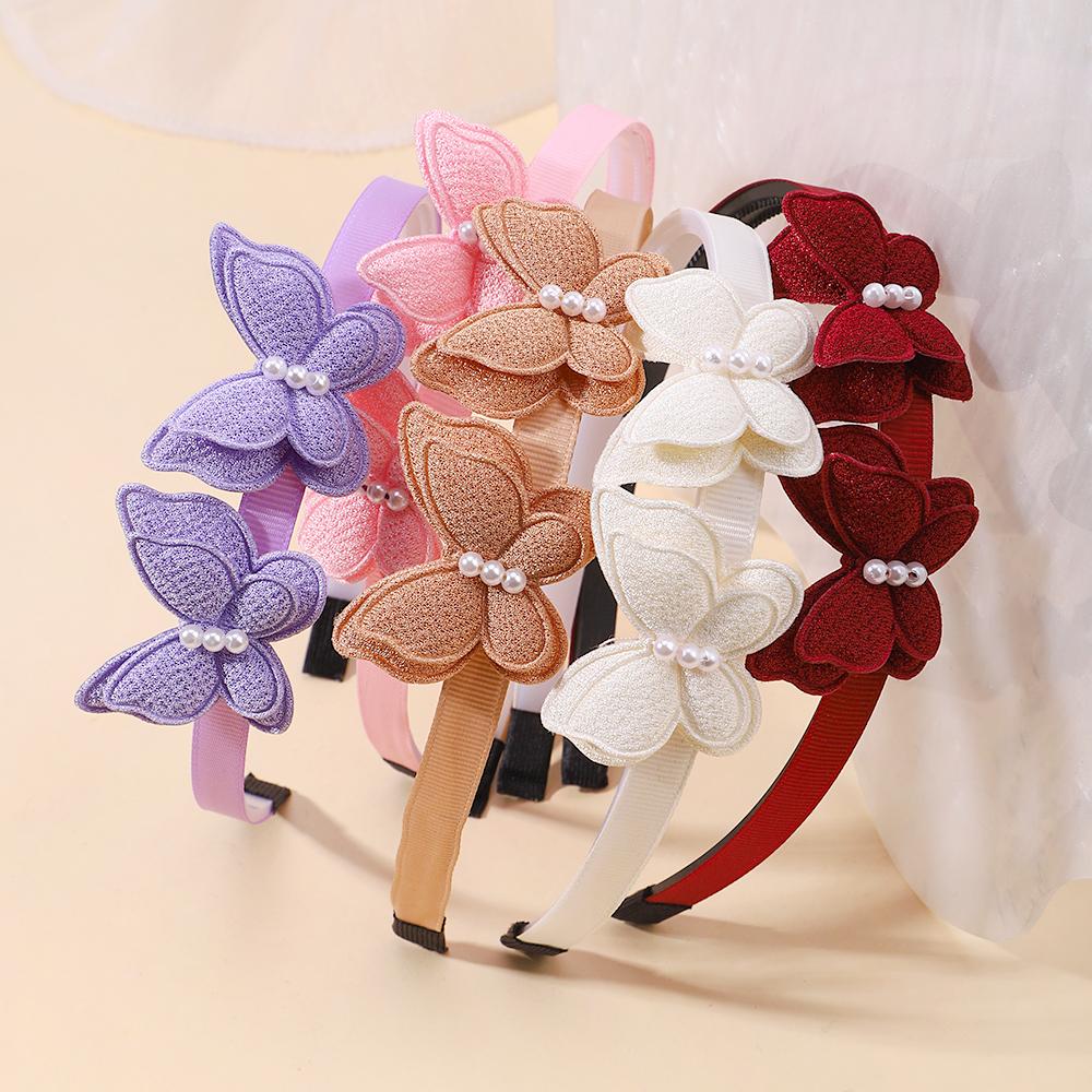 1PC Exquisite Butterfly Hairband Simulated Pearl Children's Hair Hoop Daily Hair Binding Lovely Girl Accessories Gift