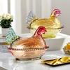 1pc Luxury Crystal Glass Chicken-Shaped Candy Dish , Elegant Tabletop Decor for Office, Home Kitchen , Ideal for Sweets, Snacks, and Cookies