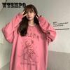 Women Hoodies Bear Graffiti Pullover Sweatshirt Oversized Streetwear Hip Hop Tracksuit Fashion Harajuku Pink Women Top Clothes