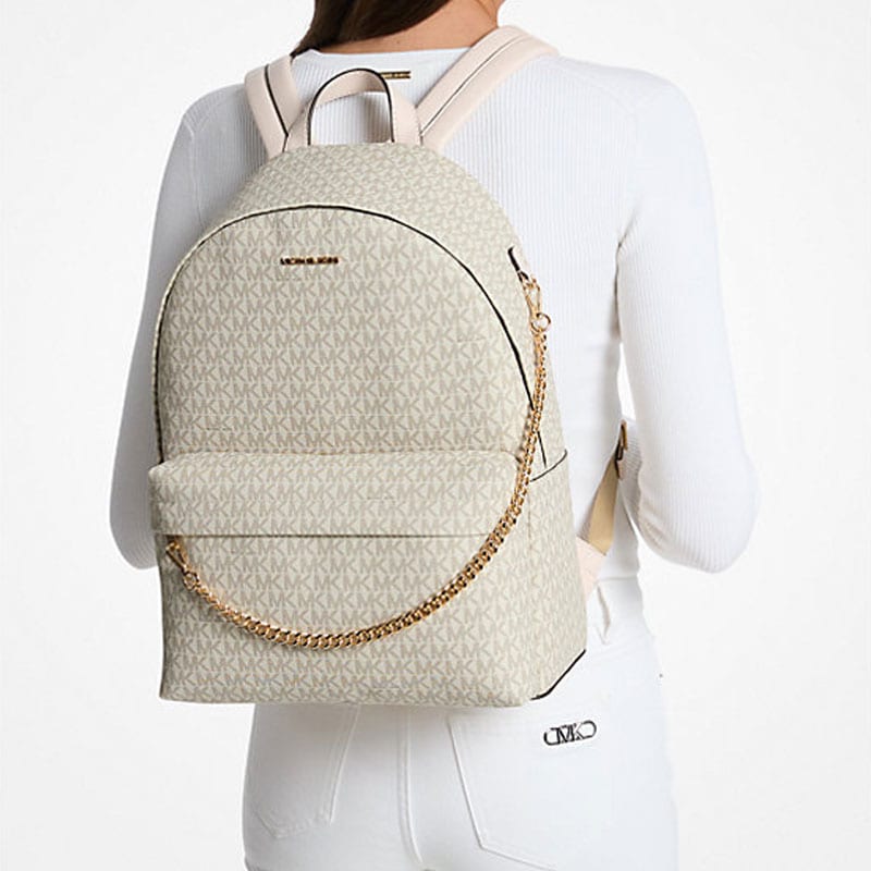MICHAEL KORS Slater Coated Canvas Backpack Large Women's Ecru 35F5G04B3B-LTCRMMULTI