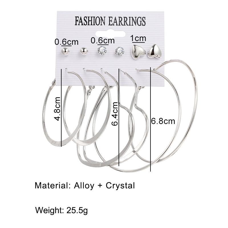 Набор круглых сережек в форме геометрического сердца Набор сережек в стиле ретро