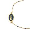 [R0121] - Designer Steel Bracelet 'Virgin Mary' Dark Blue Gold - 12x9 Mm