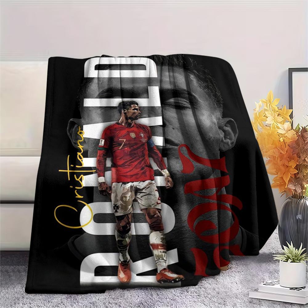 1pc C Ronaldo Print Flannel Blanket, High quality Comfortable for All Seasons, Home Decor, Warmth and Comfort, Perfect for Christmas Gifts25