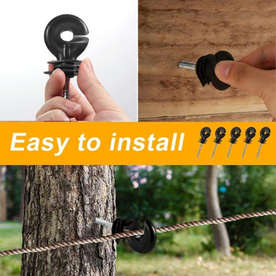 1 Set Electric Fence Insulator Screws Fence Ring Post Self-Tapping Insulator Labor-Saving Wood Post Insulator Grid System Accessories