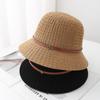 Шляпа женская весенне-летняя вязаная шляпа-ведро купольная дорожная солнцезащитная шляпа с короткими полями соломенная шляпа кожаная веревочная солнцезащитная шляпа от солнца