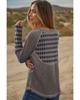 Gray Aztec Patchwork Ribbed Long Sleeve Top