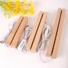 LED Night Light Base Rectangle Display Pedestal Faux Crystal Wooden Lighted Base Stand USB Charging Night Lamp Home Decor