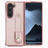 Чехол для Samsung Galaxy Z Fold5 5G с подставкой, слотами для карт, покрытием из кожи на ТПУ и плечевым ремнем