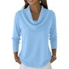 Женский повседневный и модный топ-свитер с круглым вырезом и длинными рукавами однотонной расцветки