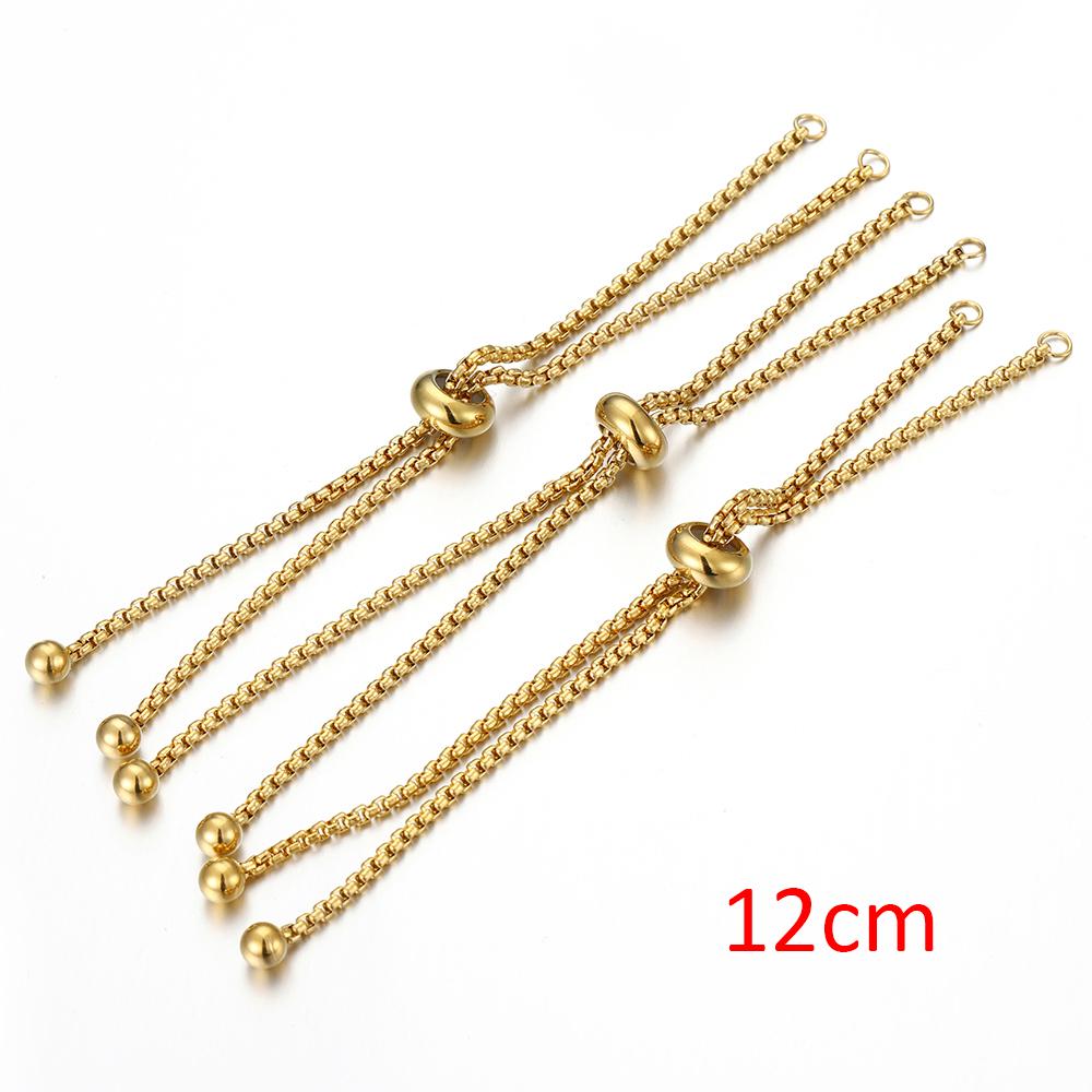 No Fade 3pcs Stainless Steel Gold Color Slider Bracelet Adjustable Chain with End Bead for Jewelry Making DIY Findings Component