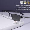 Мужские фотохромные полуободковые очки для близорукости с защитой от синего света, для улицы, деловые, защита глаз, меняющие цвет