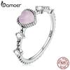 BAMOER винтажное кольцо из стерлингового серебра 925 пробы, нежное розовое кольцо в форме сердца, штабелируемое циркониевое кольцо для женщин, размеры 6, 7, 8, ювелирные изделия, подарок