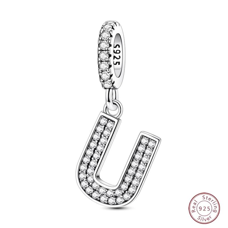 Новый подвеска-бусина из серебра 925 пробы, 26 букв A-Z, бусины для DIY, подходит для изготовления браслетов и украшений
