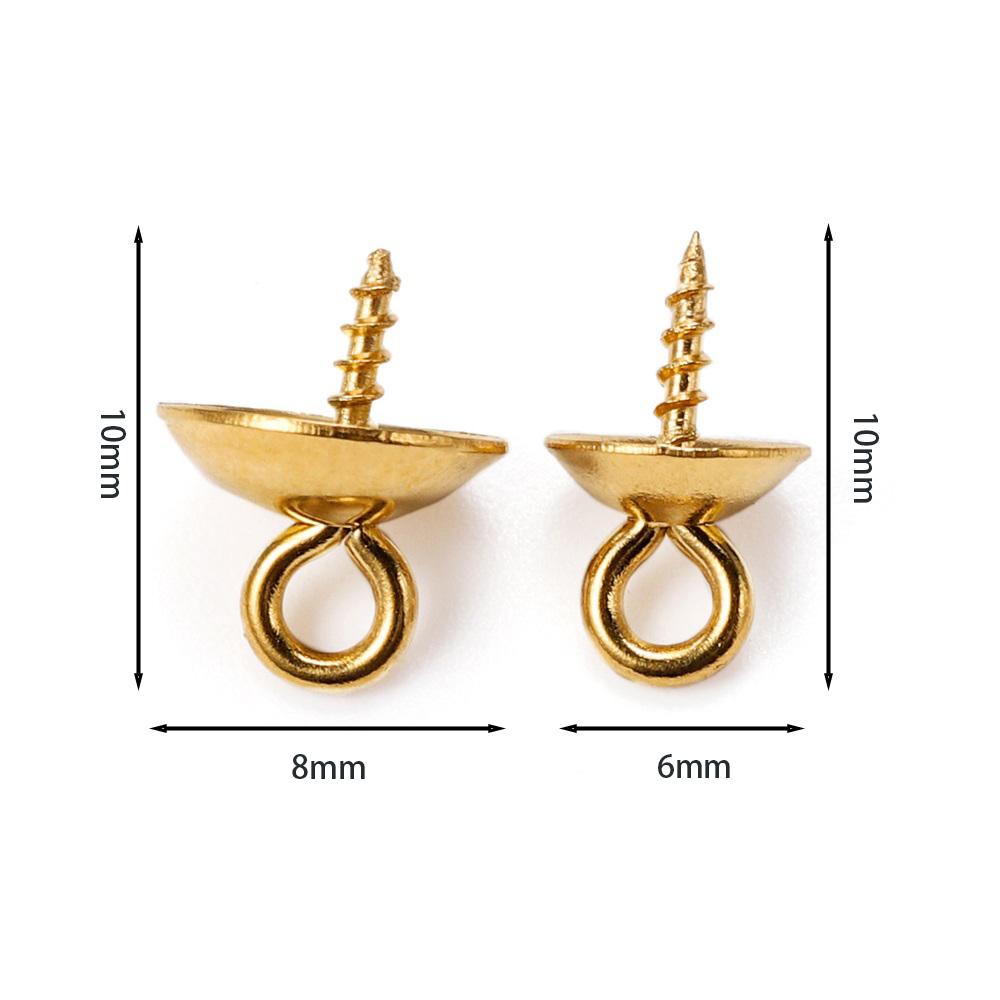 30pcs Gold Color Stainless Steel Screw Eye Pins Bail Top Drilled Beads End Caps Pendant Charms Connectors for DIY Jewelry Making