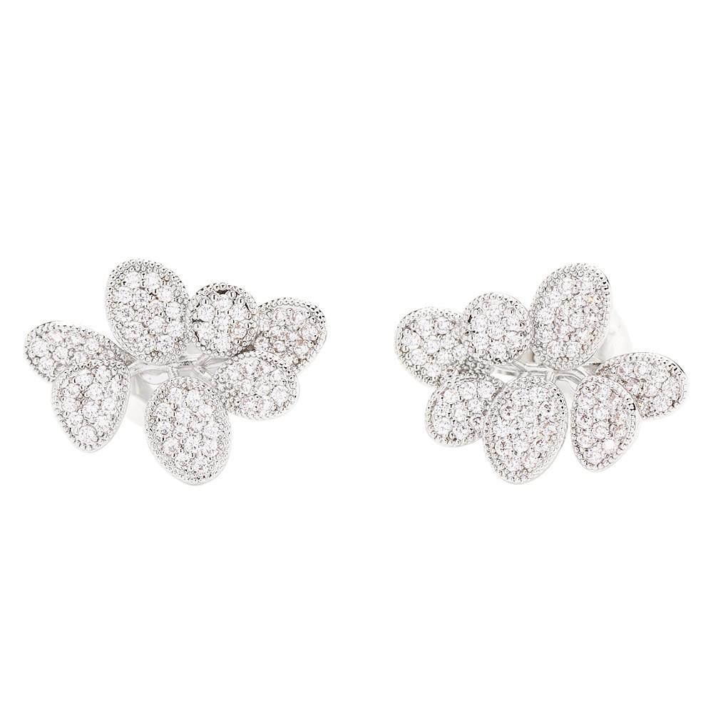 European and American exquisite niche micro-inlaid zircon petal earrings gold-plated and versatile, light luxury without ear piercings, ear clips, ea