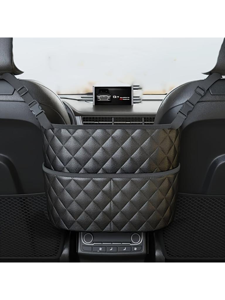 Car Middle Seat Storage Net Large Capacity Leather Bag Seat Back Storage Bag Car Chair Back Supplies Storage Goods Hanging Bag