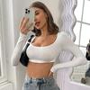 2024 Женский спортивный кроп-топ с длинным рукавом из высокоэластичного трикотажа
