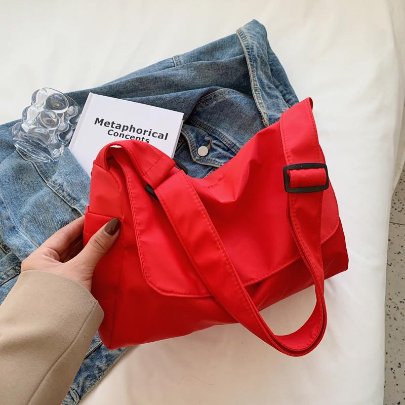 Холщовые сумки через плечо, молодежная мода, повседневная, большая вместимость, женская сумка через плечо, однотонные женские дорожные сумки-мессенджеры