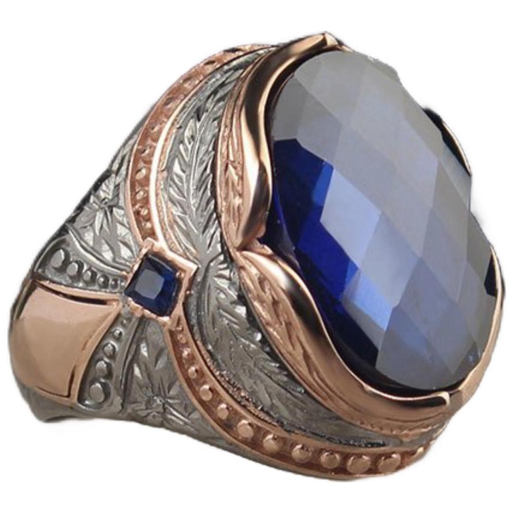 Серебряное мужское кольцо середины века 925 Серебряный аксессуар с каменным подарком мужу