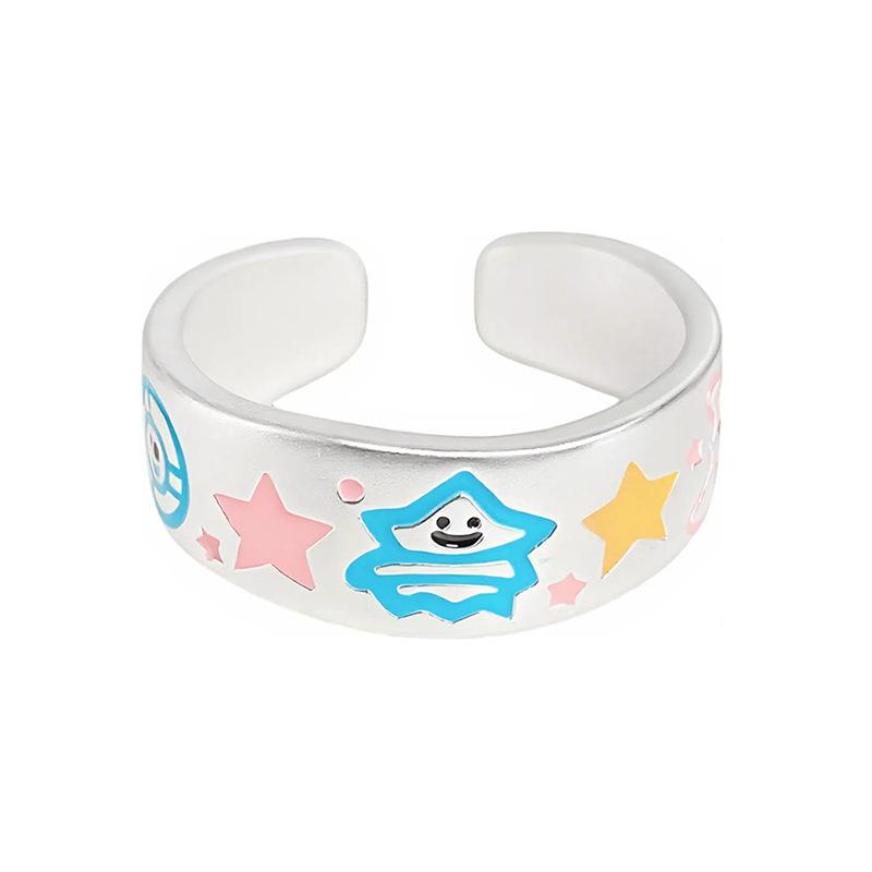 Эмалированное кольцо-разомкнутое кольцо с раскрашенным динозавром, женский нишевый дизайн, милое контрастное кольцо на указательный палец, регулируемое кольцо для ношения в несколько рядов