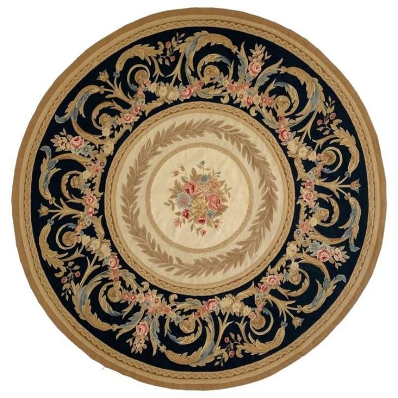 Vintage Rose Round Carpet: Classic European Floral Pattern Non-Slip Dining Table Centerpiece Rug Elegant Home Decor Gift