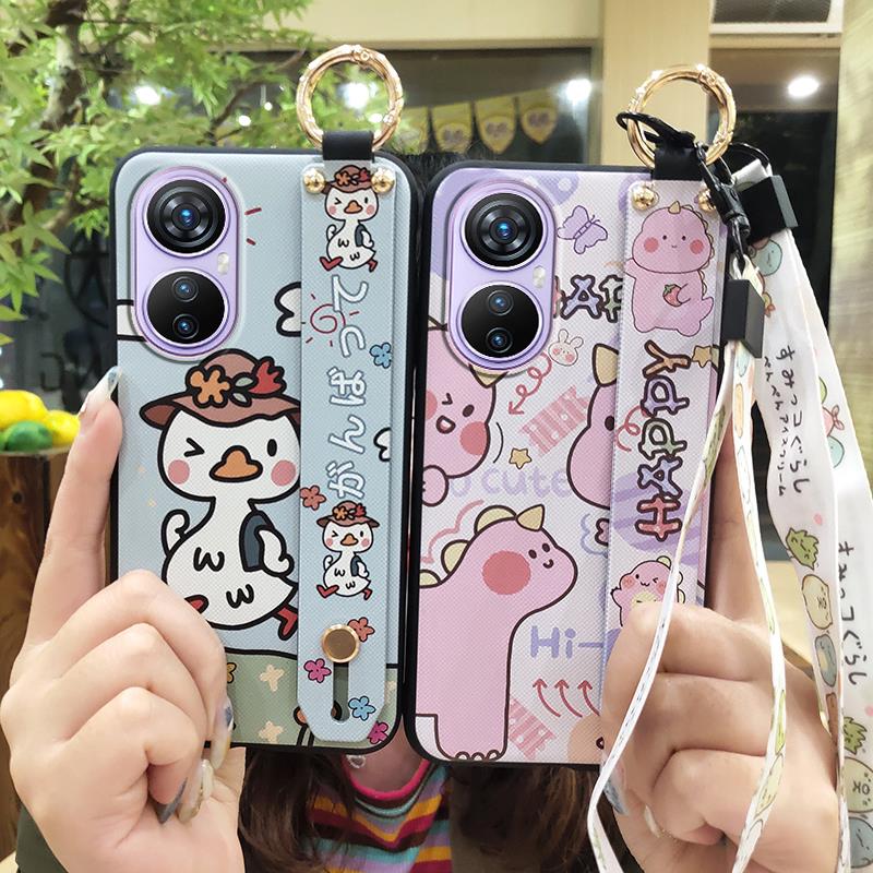 Fashion Design Kickstand Phone Case For Blackview A200 Pro Back Cover Dirt-resistant Wristband Anti-dust Cartoon Lanyard
