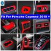 Накладка на панель приборов для Porsche Cayenne 2018 - Красные Аксессуары (Кнопка кондиционера / Кнопка стеклоподъемника / Подстаканник / Панель управления освещением)