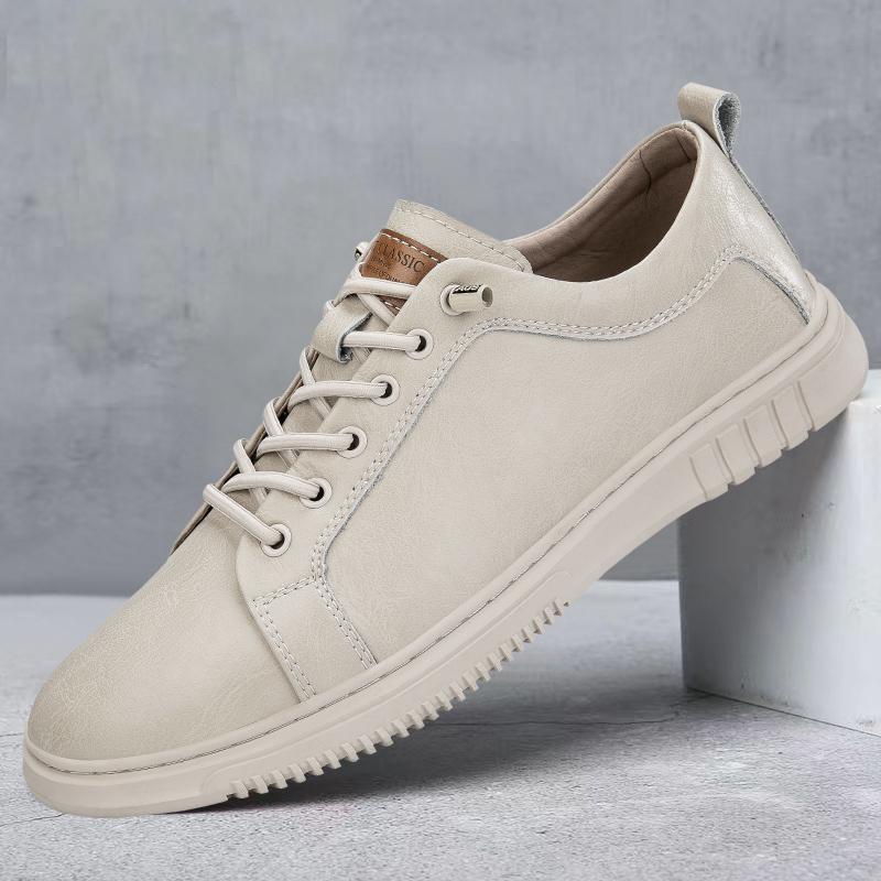 Модная мужская повседневная летняя обувь, легкие туфли на плоской подошве, модная обувь из натуральной кожи, кроссовки с круглым носком, прогулочная обувь для мужчин, скейтборд