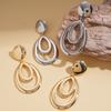 Metal Smooth Surface Geometric Hollow Water Drop Silver Needle Earrings, Simple High-end Niche Temperament Earrings for Women