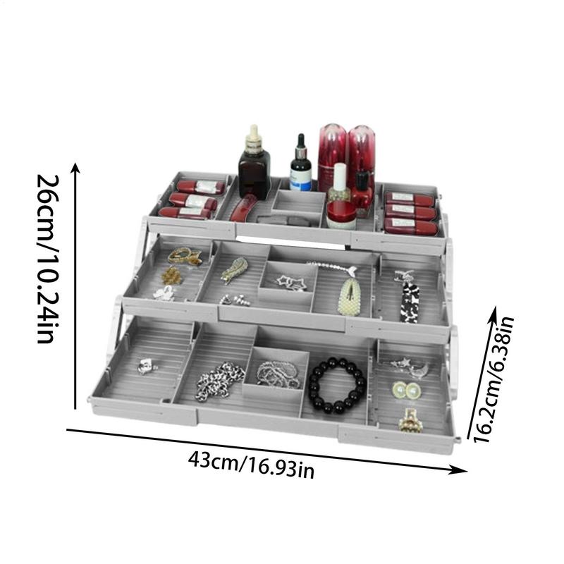 2-ярусный/3-ярусный расширяемый органайзер для ящиков, прикроватная тумбочка, туалетный столик, разделитель для ювелирных изделий и косметики, складной держатель для хранения макияжа