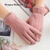Women Winter Warm Gloves Windproof Touchscreen Gloves Soft Velvet Lining Elastic Cuff Thermal Gloves for Driving Hiking, Pink