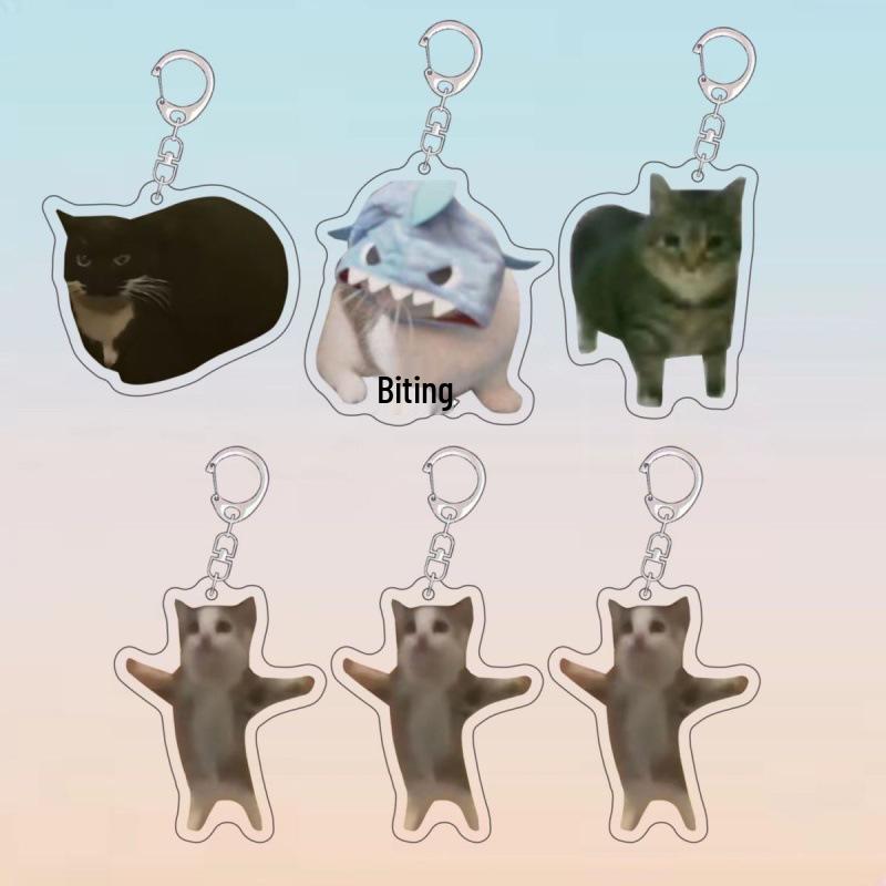 Adorable Cat Banana Pendant: Cute Acrylic Ornament Keychain Gift