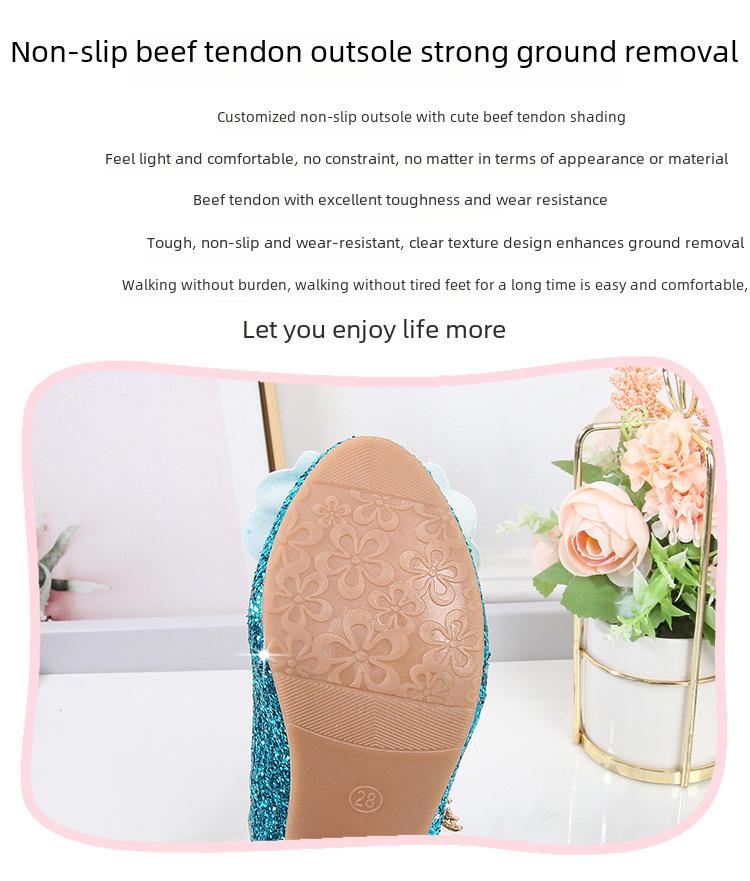 Весна 2025 г. Туфли на высоком каблуке со стразами и бантом для девочек