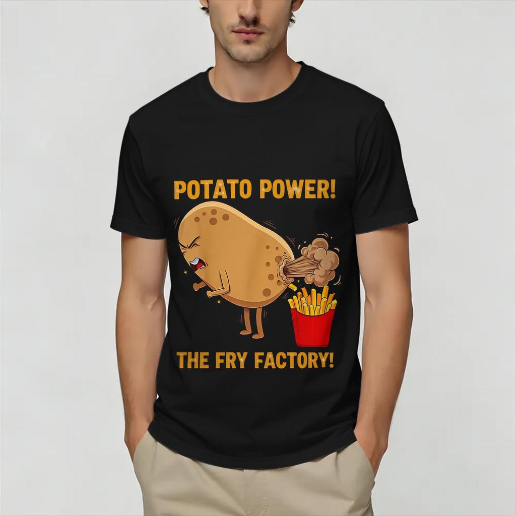 Funny Potato Farting Frenc T Shirt Summer Trendy Cool TShirts Unisex Cotton ONeck Clothing Short Sleeve Streetwear Tops