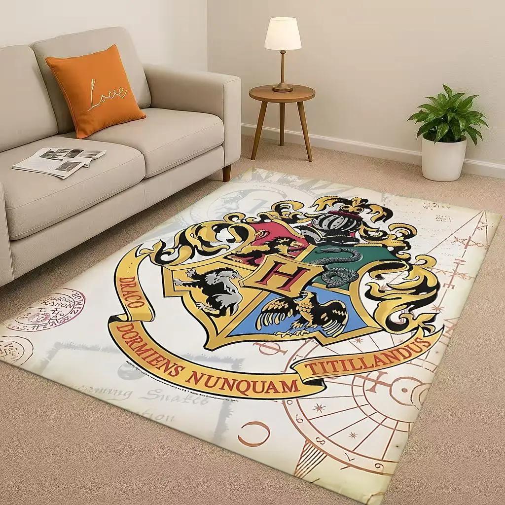 HD H-Hogwarts Sign Cartoon Living Room Non-Slip Area Rug Soft Carpet For Bedroom Playroom And Sofa,Easy Clean Home Decor Doormat