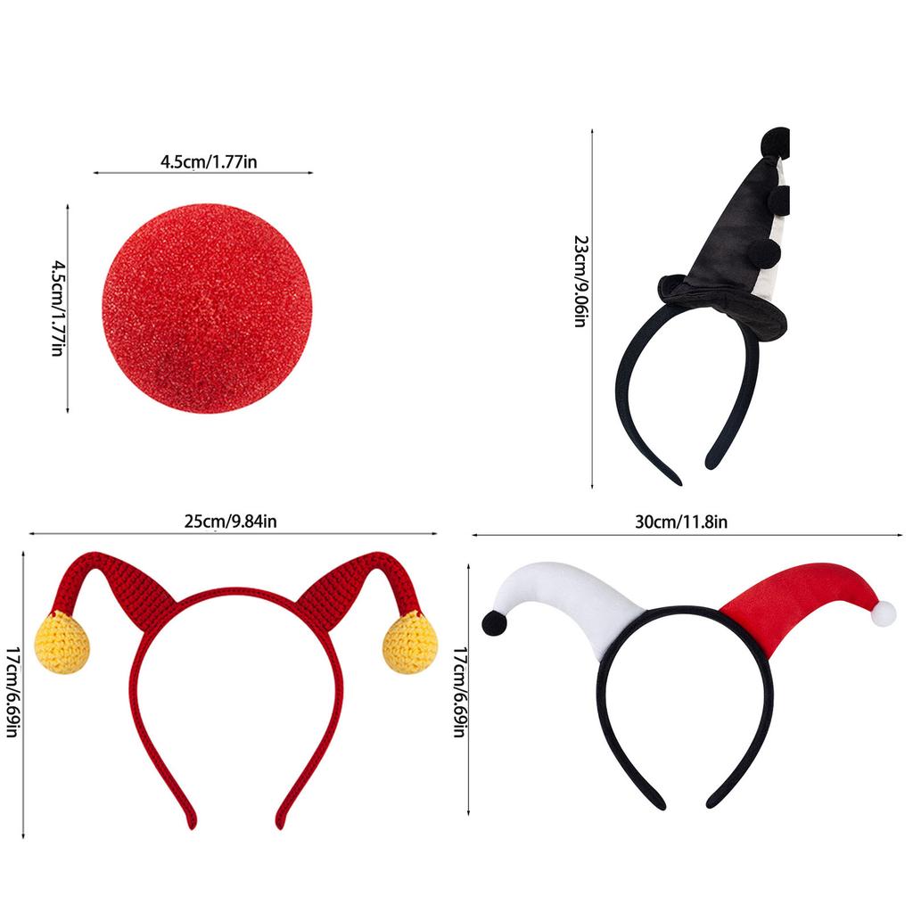 Colorful Clown Headband With Nose Set Costume Cosplay Accesories For Carnival Birthday Parties And Dress Up Event