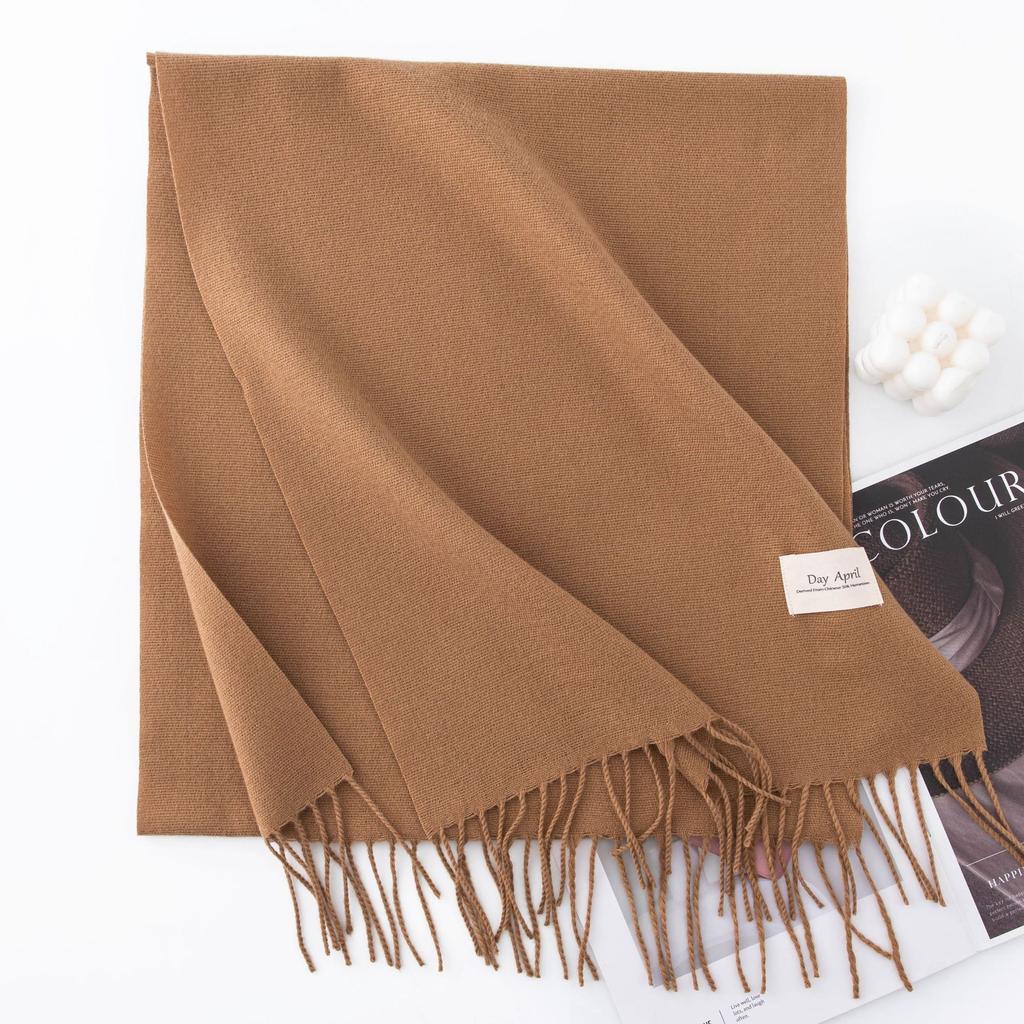 Solid Color Imitation Cashmere Scarf Women's Winter Warm Shawl Neck Scarves
