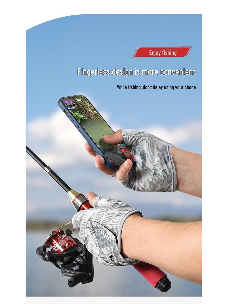 Летние дышащие рыболовные перчатки Vilico с открытыми пальцами - мягкие и приятные к коже для рыбалки на открытом воздухе