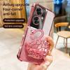 KEYSION Противоударный чехол с гальваническим покрытием для OPPO Reno11 F 5G Прозрачный ТПУ с блестками, инкрустированный драгоценными камнями, подставка в виде лебедя, задняя крышка для OPPO Reno11F 5G