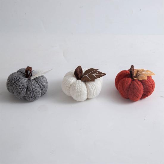1/3Pcs Mini Knit Pumpkins Realistic Looking Faux Fall Harvest Crochet Pumpkins Thanksgiving Table Setting Small Knit Pumpkins