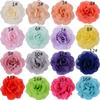 3PCs Alternative Big Chiffon Hair Flower 10cm Headband Diy Flowers Without Clips Flat Back Newborn Handmade Rolled Soft Satin