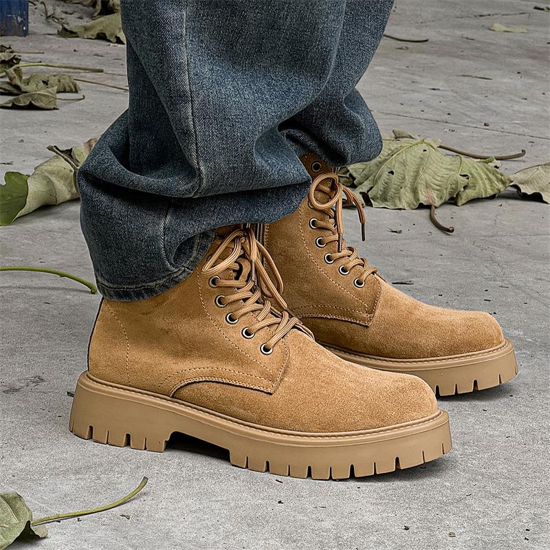 Ботинки Rhubarb мужские дерби 2024 новые зимние ботинки Мартина с высоким верхом и большим носком, рабочие ботинки 3302-R