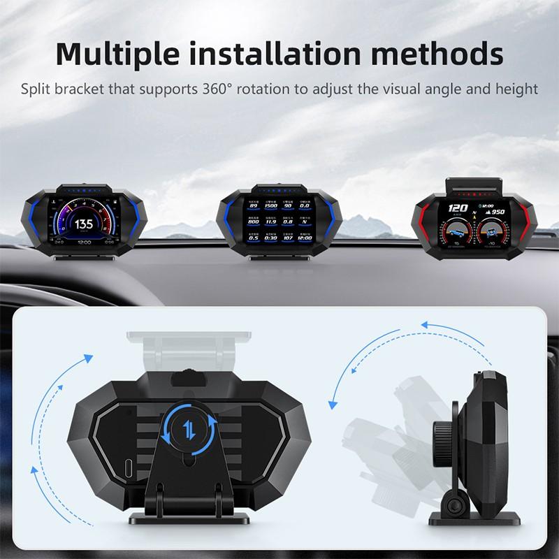 P24 Car OBD Head Up Display HUD On Board Computer Digital Speedometer Water Temp Fuel Meter GPS Vehicle Speed Gradient