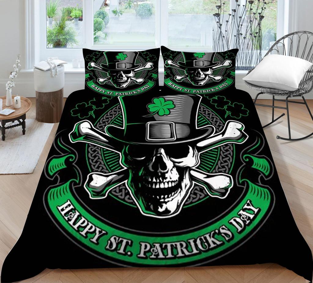Home Bed Set Skull Print Pillowcase Bedspreads Soft Duvet Cover Queen King Size Teen Boy Girl 3D Soft Quilt Cover