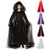 Halloween Ghost Cosplay Costume Cloak Adult Hooded Lace-up Full-Length Sheer Cape with Oversized Hood