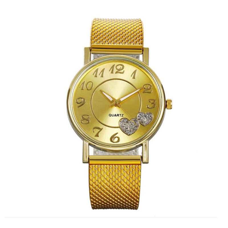 Модные унисекс женские мужские наручные часы с циферблатом золотые сетчатые часы серебряные часы модные повседневные часы подарки кварцевые часы часы с сердечками