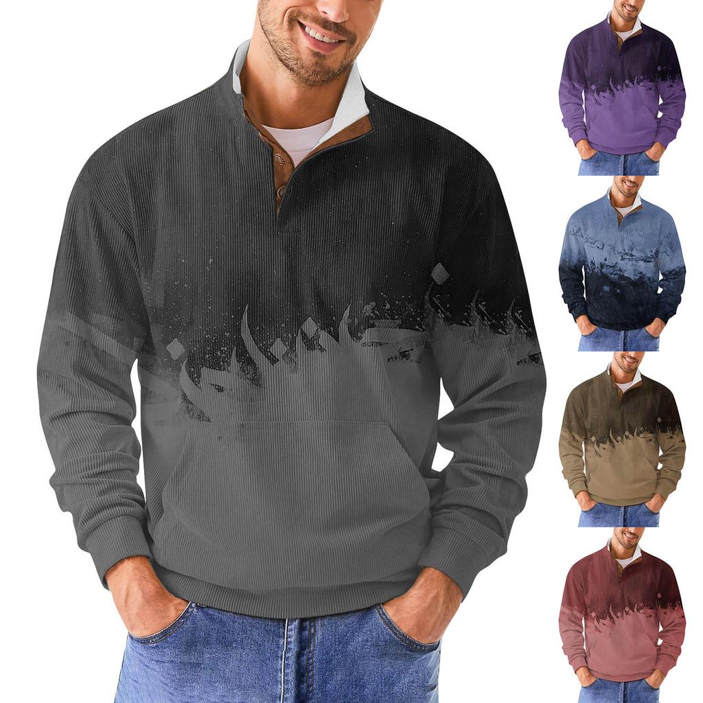 Мужская повседневная толстовка в стиле ретро с градиентным принтом