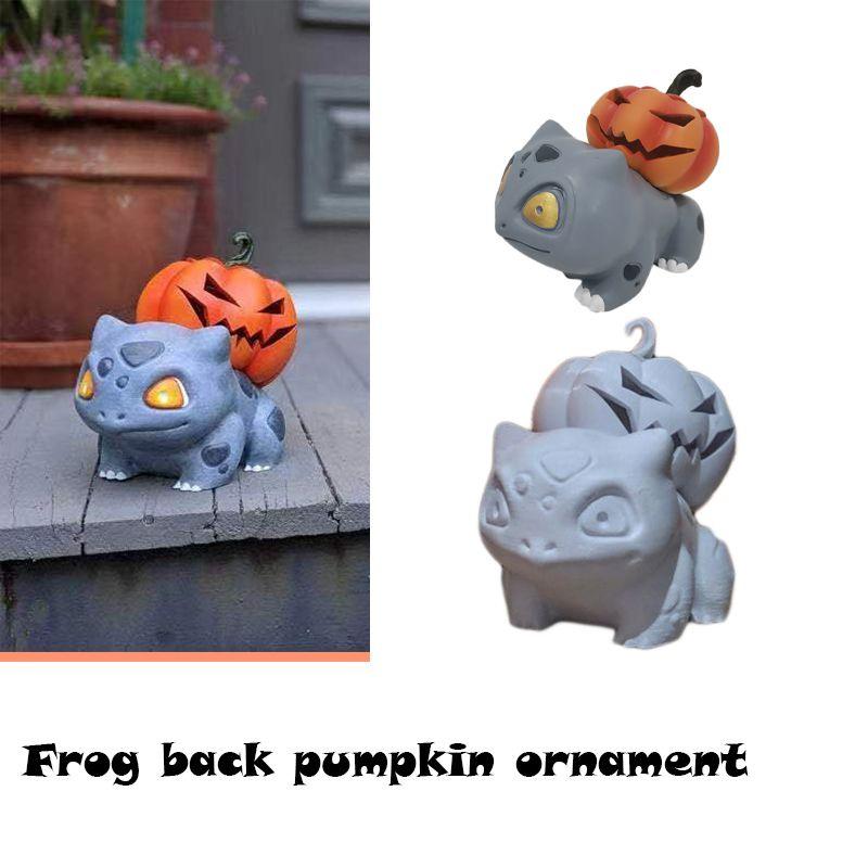 Delightful Handicraft Halloween Pumpkin Resin Ornaments With Bulbasaur For Cozy Spaces
